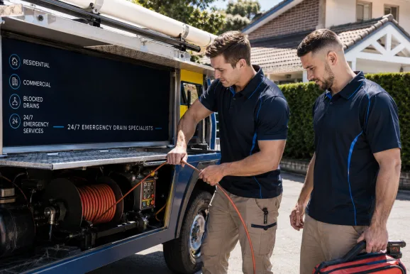 Plumbers clearing a blocked drain in Doonside