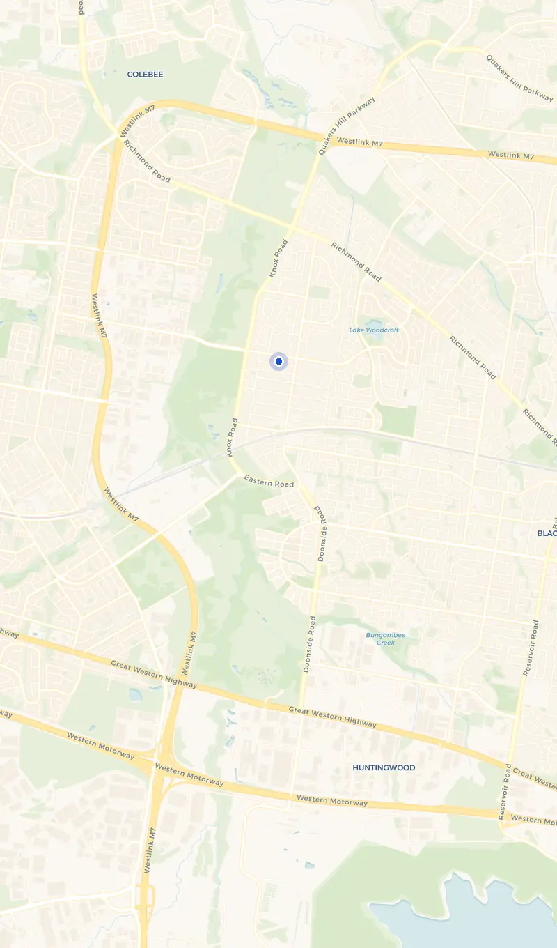 Map of the Doonside service area and the surrounding suburbs we cover.